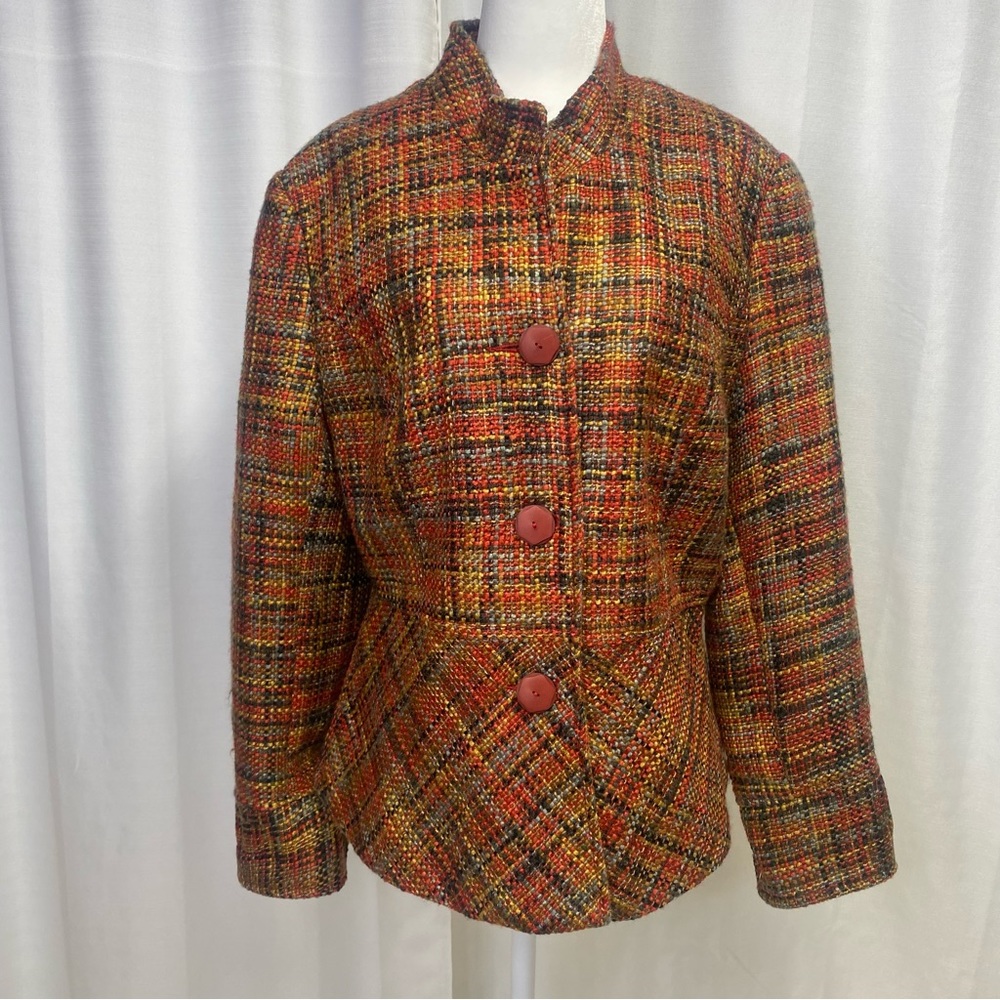 Vintage Coldwater Creek Women’s Blazer Plaid Tweed Jacket Size 12